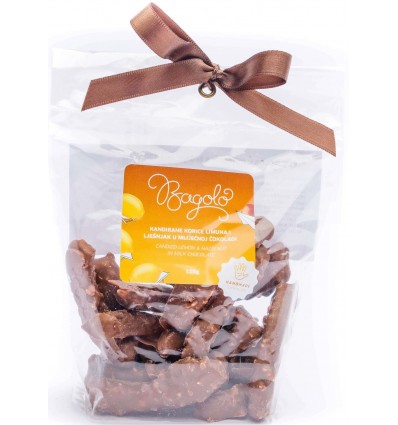 Kandirane korice limuna i lješnjak u mliječnoj čokoladi